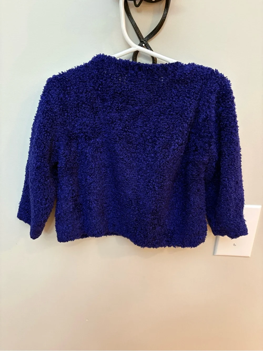 Vintage 90s The Childrens Place Chenille Cardigan Sweater Purple Rosette 3T⁠